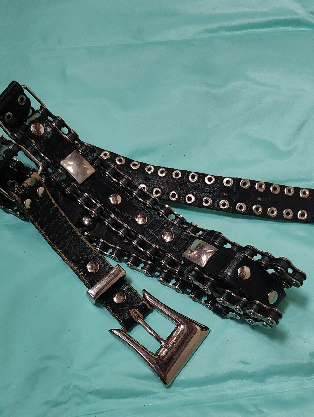 Cheval Design Studio Black Studded Leather Chain Belt